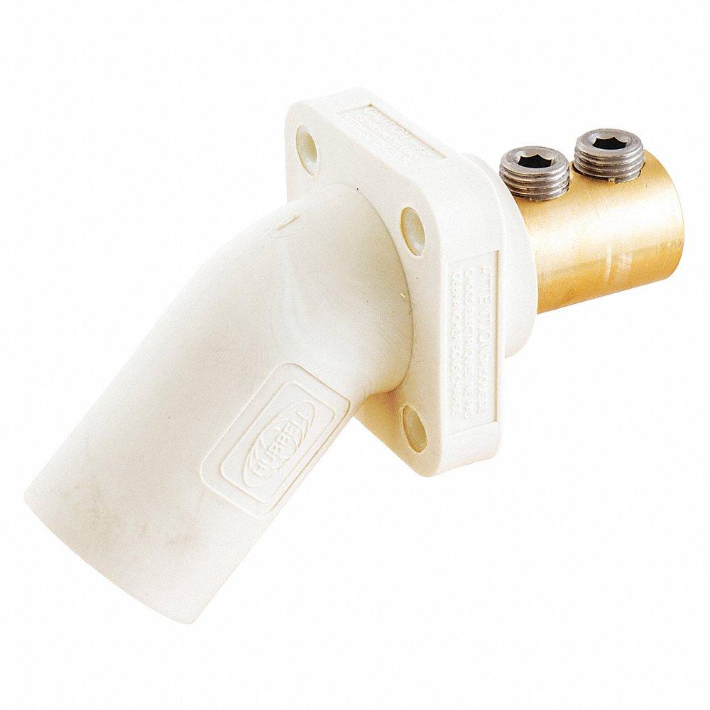 HUBBELL HBLMRAW Angled Receptacle, Male, 4 to 4/0 Size, White, Double Set Screw | CH9PGW 52HF27