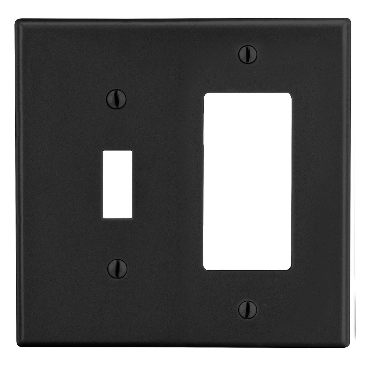 Wallplate, Mid-Size 2-Gang, 1) Toggle 1) Decorator, Black