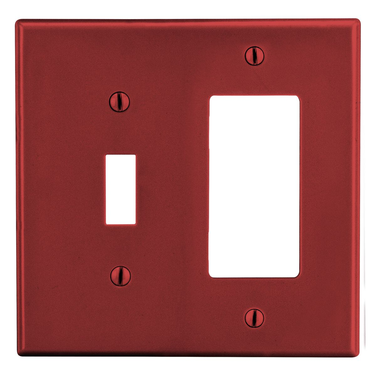 Wallplate, 2-Gang, 1) Toggle 1) Receptacle, Red