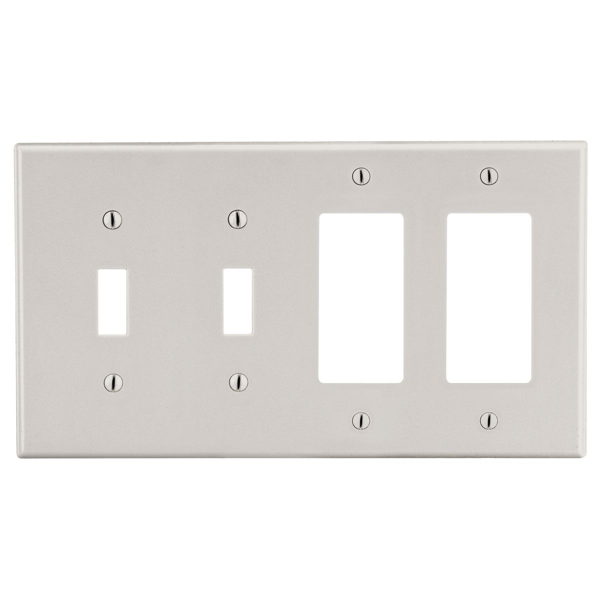 HUBBELL P2262LA Blank Wall Plate, Toggle, Plastic, Light Almond, 2 Outlet Openings, 4 Switch Openings | CR4FQK 784FF2