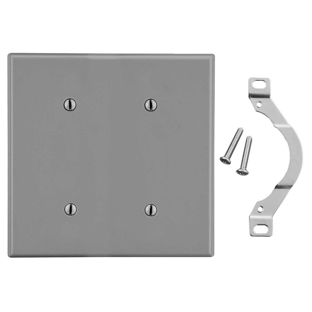 Wallplate, 2-Gang, 2 Strap Mount Blank, Gray