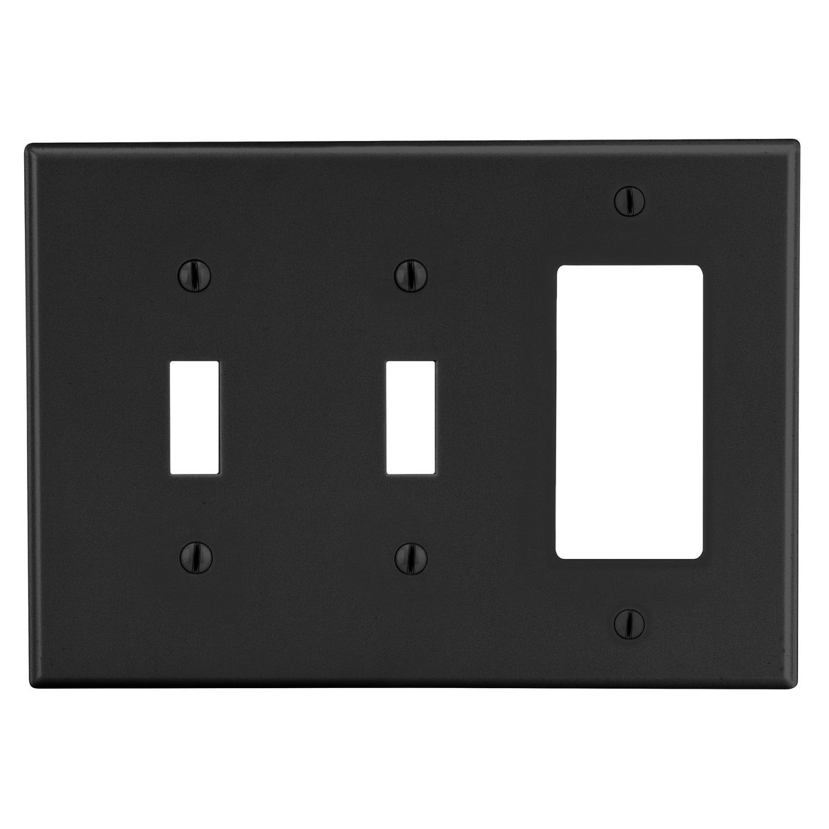 Wallplate, Mid-Size 3-Gang, 2) Toggle 1) Decorator, Black
