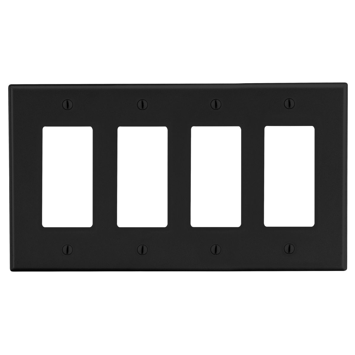 Wallplate, 4-Gang, 4) Decorator, Black