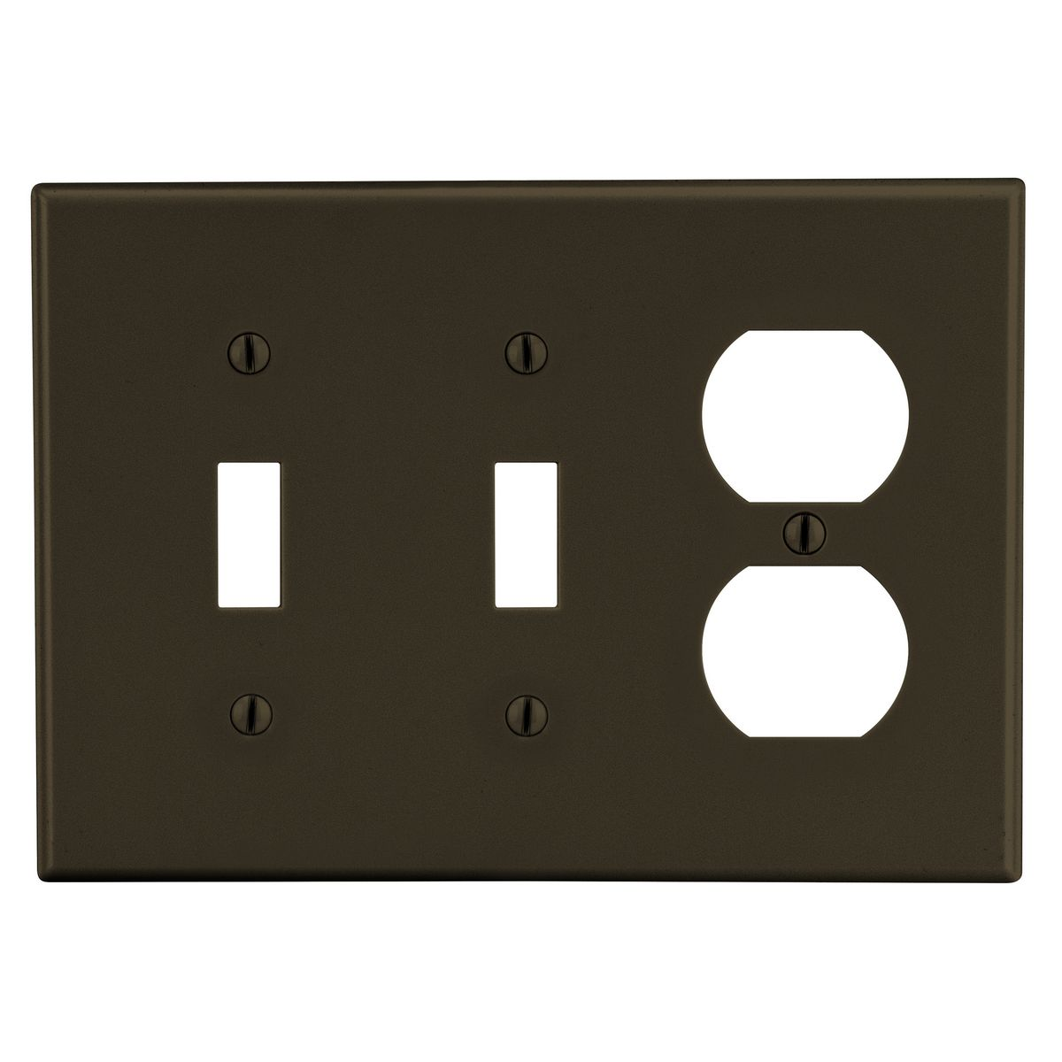 Wallplate, Mid-Size 3-Gang, 2) Toggle 1) Duplex, Brown