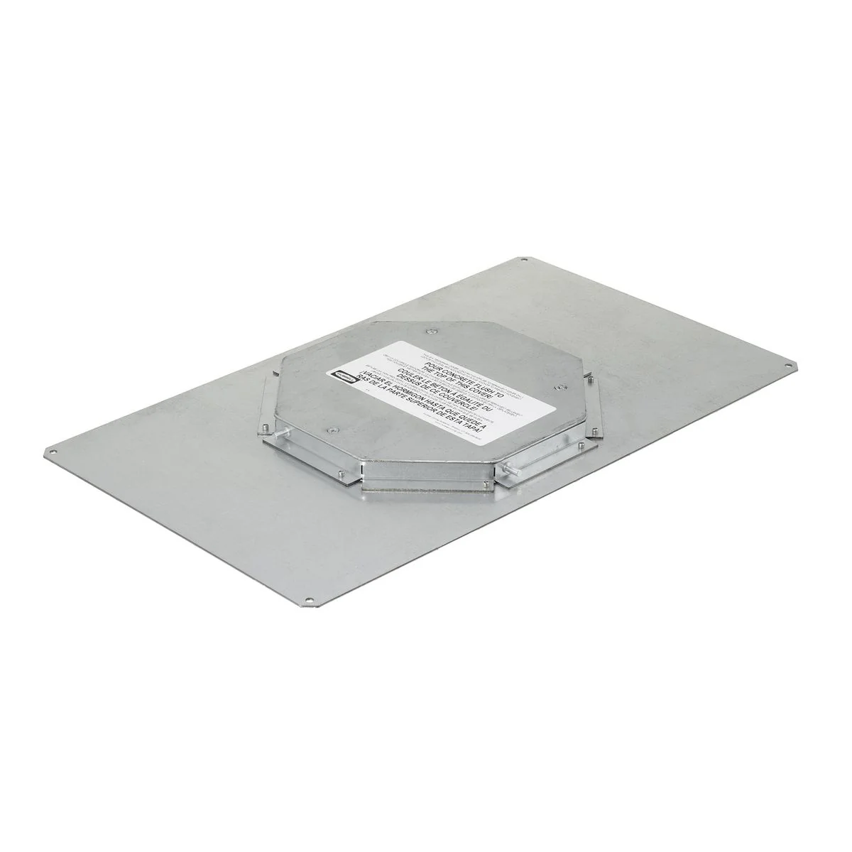 Floorbox Adapter, 6-Gang, Round Cover Conversion, Galvanized Steel