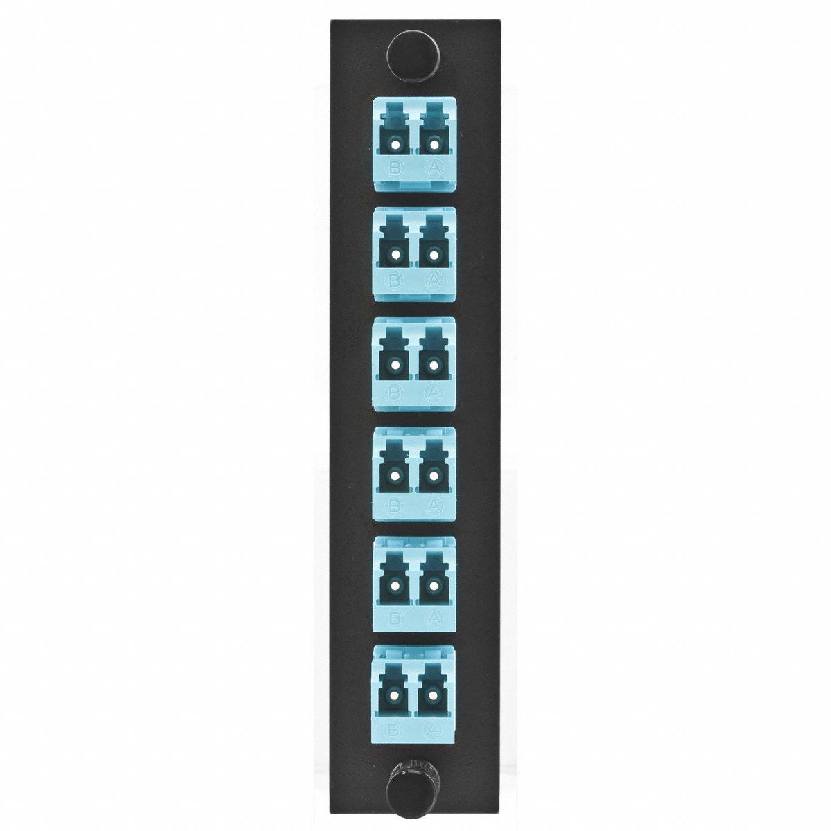 Fiber Adapter Panel, 6 Ports, Lc Duplex Type, Ceramic Zirconium, Aqua