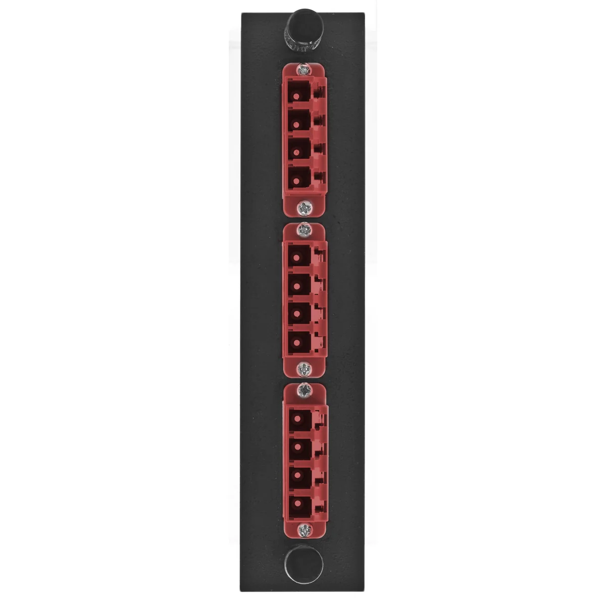 Fiber Adapter Panel, 12-Fiber, 3 LC Quad, Red, Ceramic Zirconium