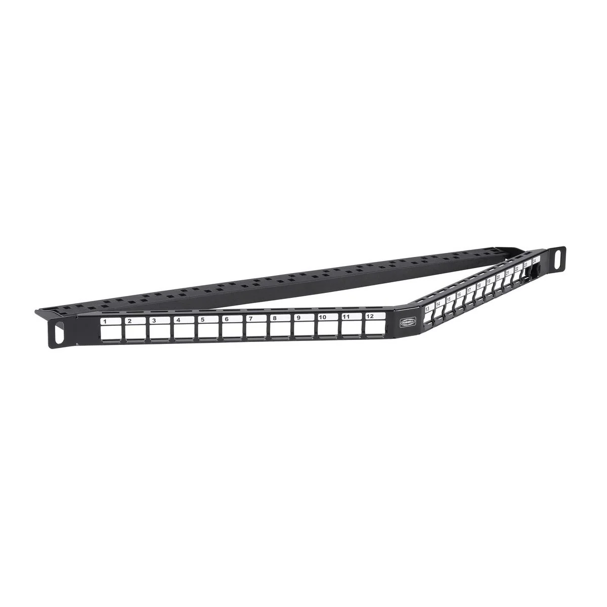 Patch Panel, 24 Port, 1/2 RU, Angled