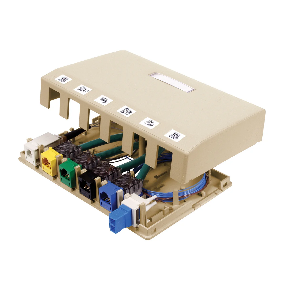 Surface mount box, 6-Port, Ivory