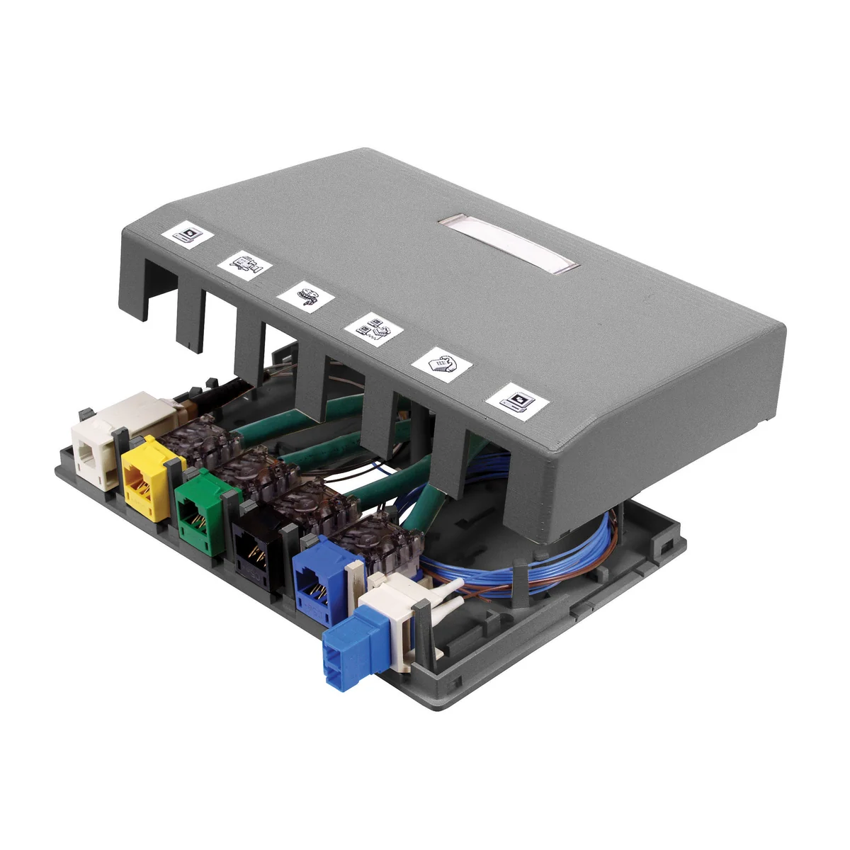Surface Mount Box, 6-Port, Gray