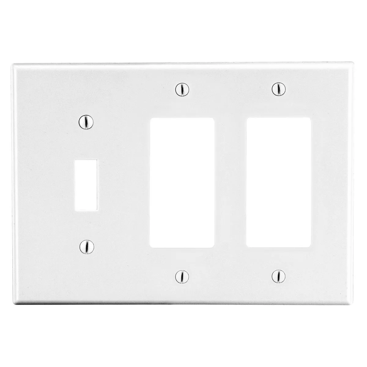 Wallplate, 3- Gang, 1 Toggle 2 Decorator, White