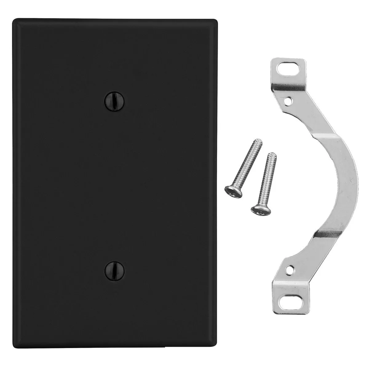 Wallplate, 1-Gang, Strap Mount Blank, Black