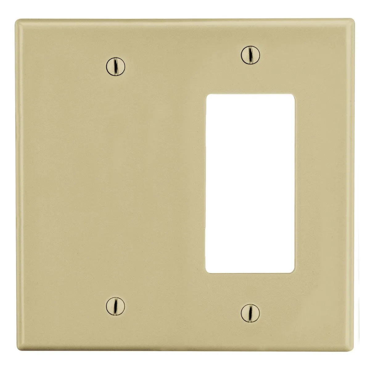 Wallplate, Mid-Size 2-Gang, 1 Decorator 1 Box Mount Blank, Ivory
