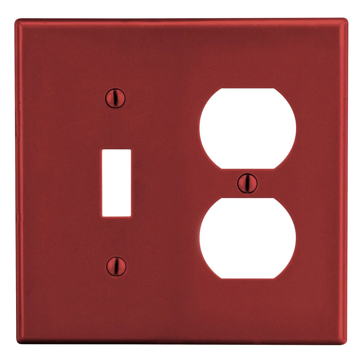 Wallplate, Mid-Size 2-Gang, 1 Duplex 1 Toggle, Red