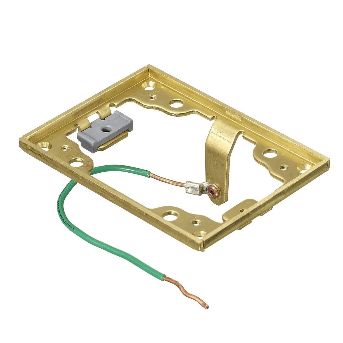 Cover Flange, 1-Gang Rectangular, Brass, Ground Wire