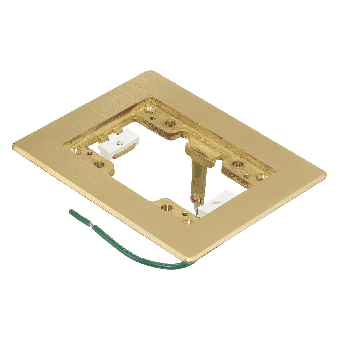 Flange, 1-Gang Flat Beveled, Rectangular, Brass, Ground Wire