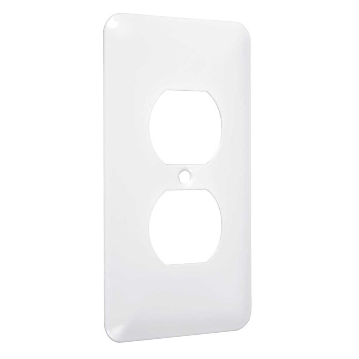 Duplex Princess Wall Plates, Number of Gangs 1 Metal, Smooth Finish, White
