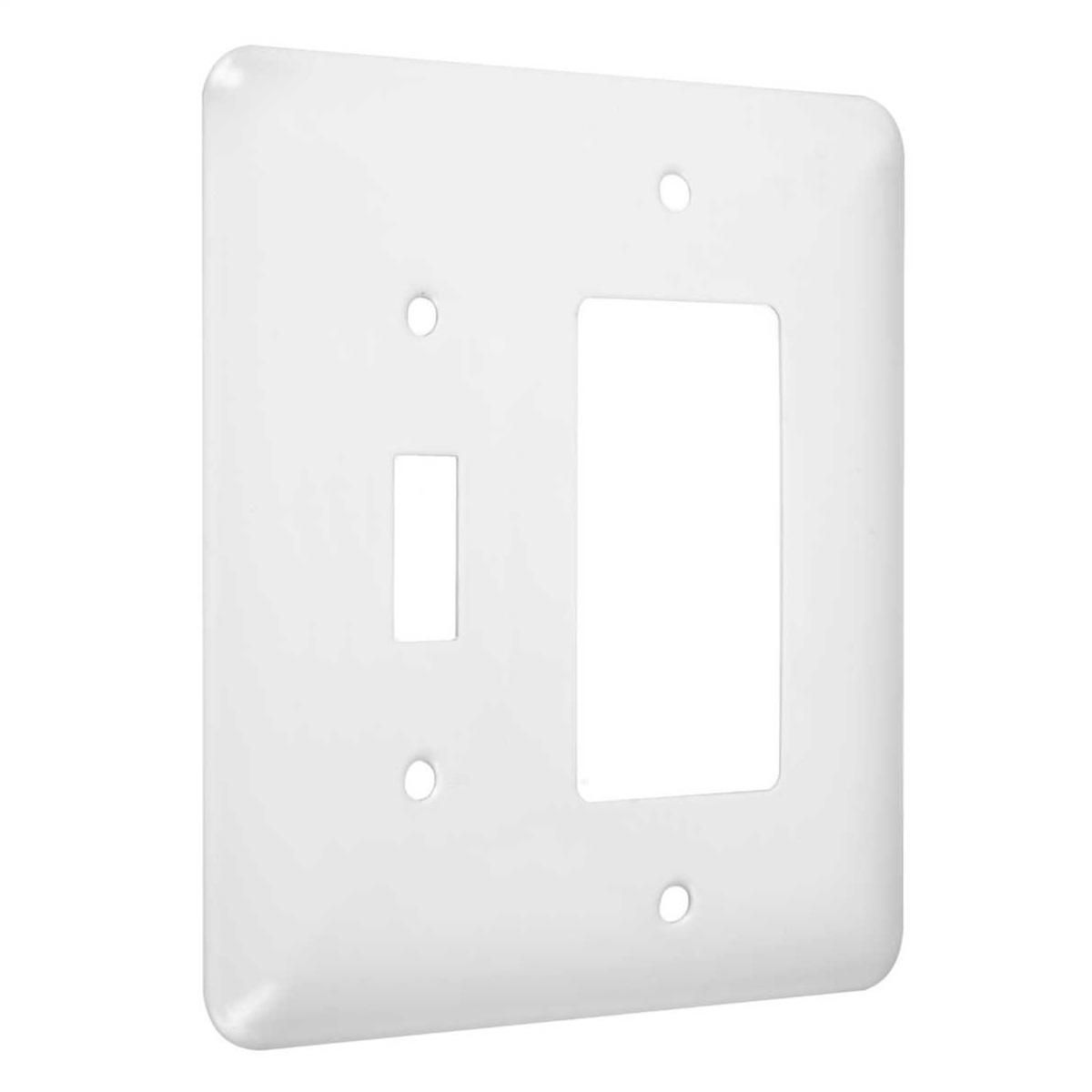 Toggle/Decorator Maxi Wall Plates, Number of Gangs 2 Metal, Smooth Finish, White