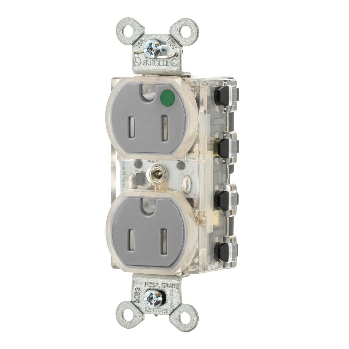 HUBBELL SNAP8200GYLTR Snapconnect Receptacle, Duplex, 5-15R, 15 A, 125V AC, Gray, 2 Poles, Modular Wiring | CR4GBY 799ZA2