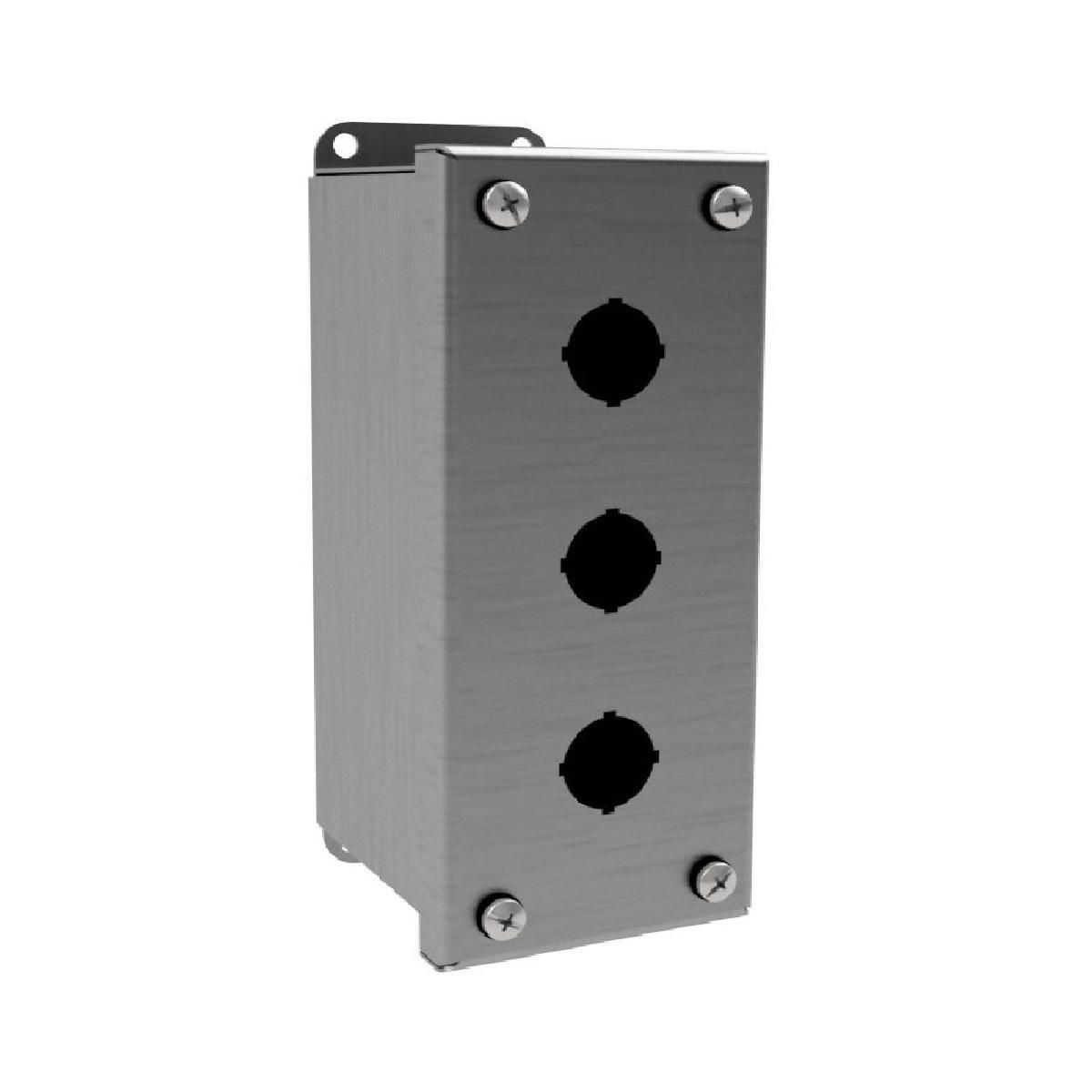 Pushbutton Enclosure, 2 Holes, 22mm, 5 x 3 x 4 Inch Size, Wall Mount, 316 Stainless Steel