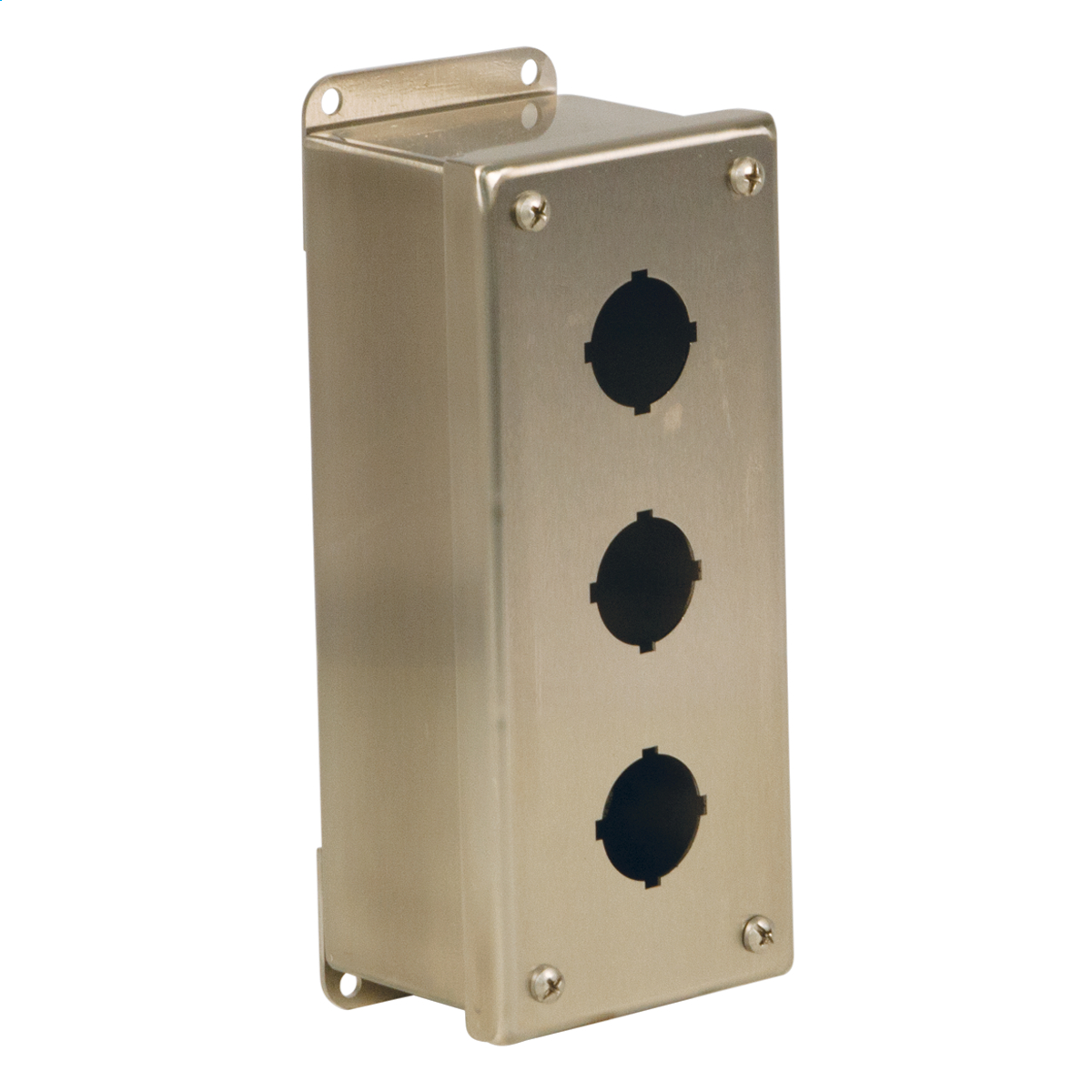 Pushbutton Enclosure, 2 Holes, 30mm, 6 x 3 x 3 Inch Size, Wall Mount, 304 Stainless Steel