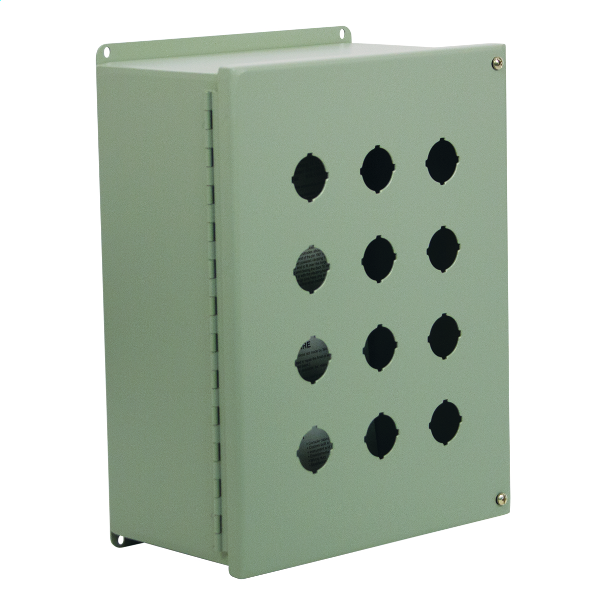 WIEGMANN PBYX16 Pushbutton Enclosure, 16 Holes, 30mm, 14 x 13 x 6 Inch Size, Wall Mount, Carbon Steel | CV6QBX