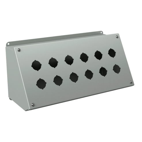 WIEGMANN WPBA12 Pushbutton Consolet, 12 Holes, 30mm, 7 x 15 x 7 Inch Size, Wall Mount, Carbon Steel | CV6NQP