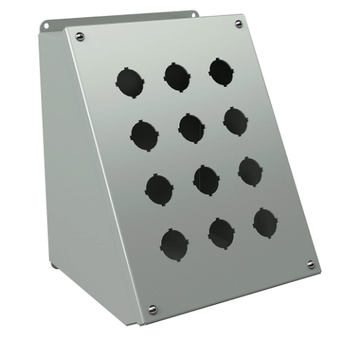 Pushbutton Consolet, 12 Holes, 30mm, 12 x 9 x 9 Inch Size, Wall Mount, Carbon Steel
