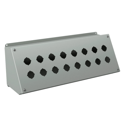 Pushbutton Consolet, 16 Holes, 30mm, 7 x 20 x 7 Inch Size, Wall Mount, Carbon Steel