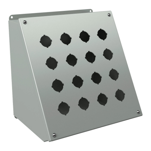 Pushbutton Consolet, 16 Holes, 30mm, 12 x 9 x 9 Inch Size, Wall Mount, Carbon Steel