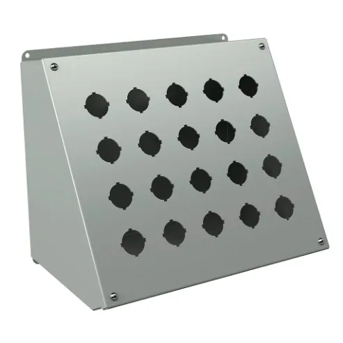 Pushbutton Consolet, 20 Holes, 30mm, 12 x 13 x 9 Inch Size, Wall Mount, Carbon Steel