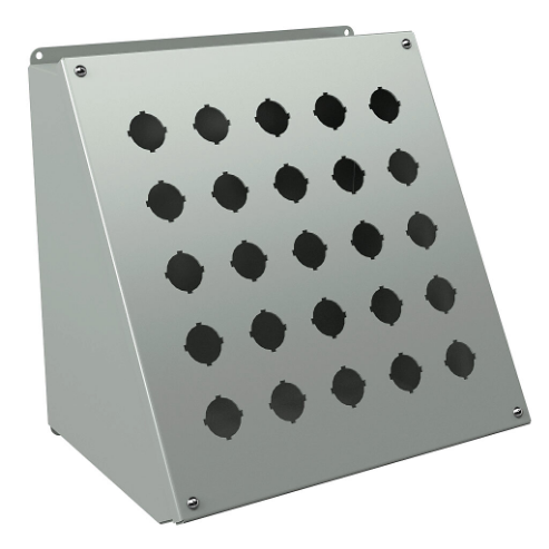 Pushbutton Consolet, 25 Holes, 30mm, 14 x 13 x 10 Inch Size, Wall Mount, Carbon Steel