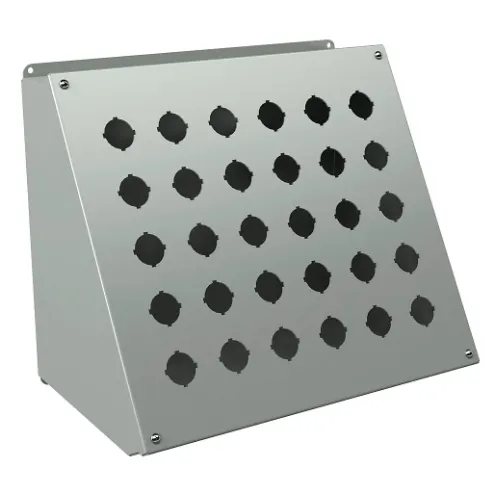 Pushbutton Consolet, 30 Holes, 30mm, 14 x 15 x 10 Inch Size, Wall Mount, Carbon Steel