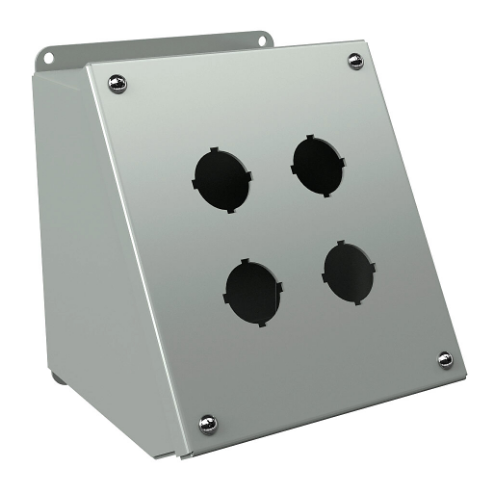 Pushbutton Consolet, 4 Holes, 30mm, 7 x 6 x 7 Inch Size, Wall Mount, Carbon Steel