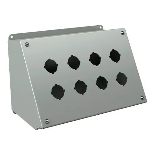 Pushbutton Consolet, 8 Holes, 30mm, 7 x 11 x 7 Inch Size, Wall Mount, Carbon Steel