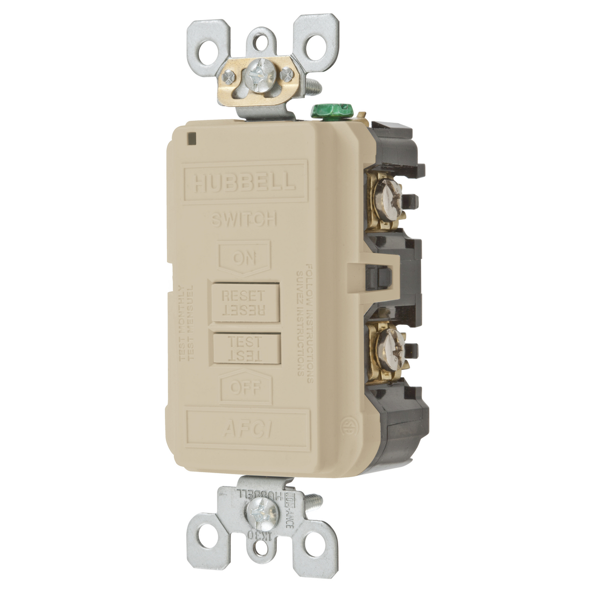 HUBBELL WIRING DEVICE-KELLEMS AFR20BFI Afci Receptacle, 20A, Ivory | BD4KUB