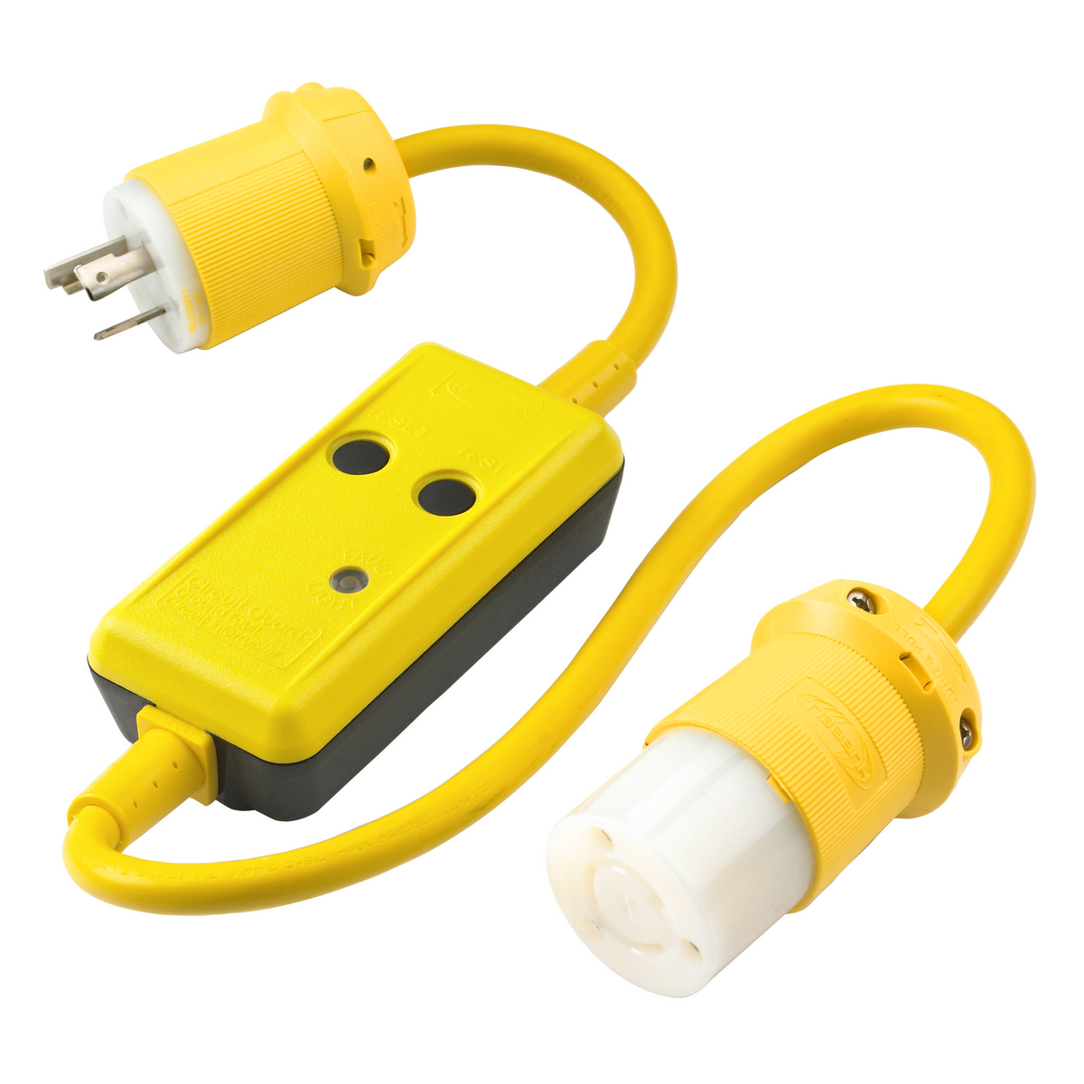 Gfci Line Cord, Portable, Manual, 20A 120VAC, L5-20R, 3 Ft, 4-6 Ma, Yellow