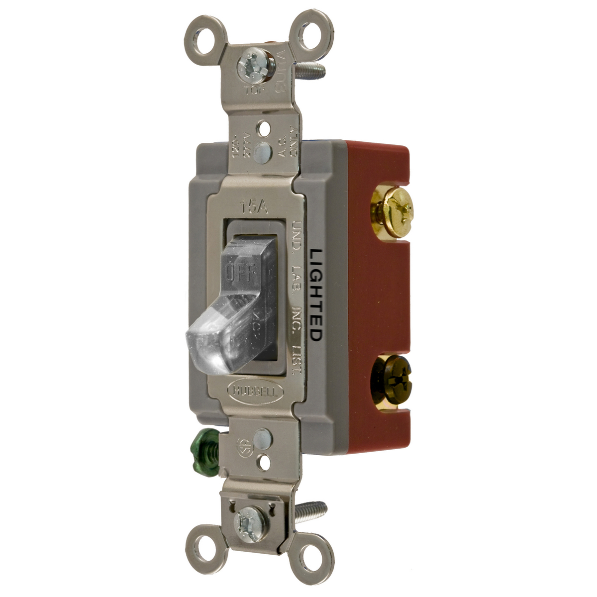 HUBBELL WIRING DEVICE-KELLEMS HBL1223ILC Toggle Switch, Three Way, 20A, 120/277VAC, Clear | BD2YHG