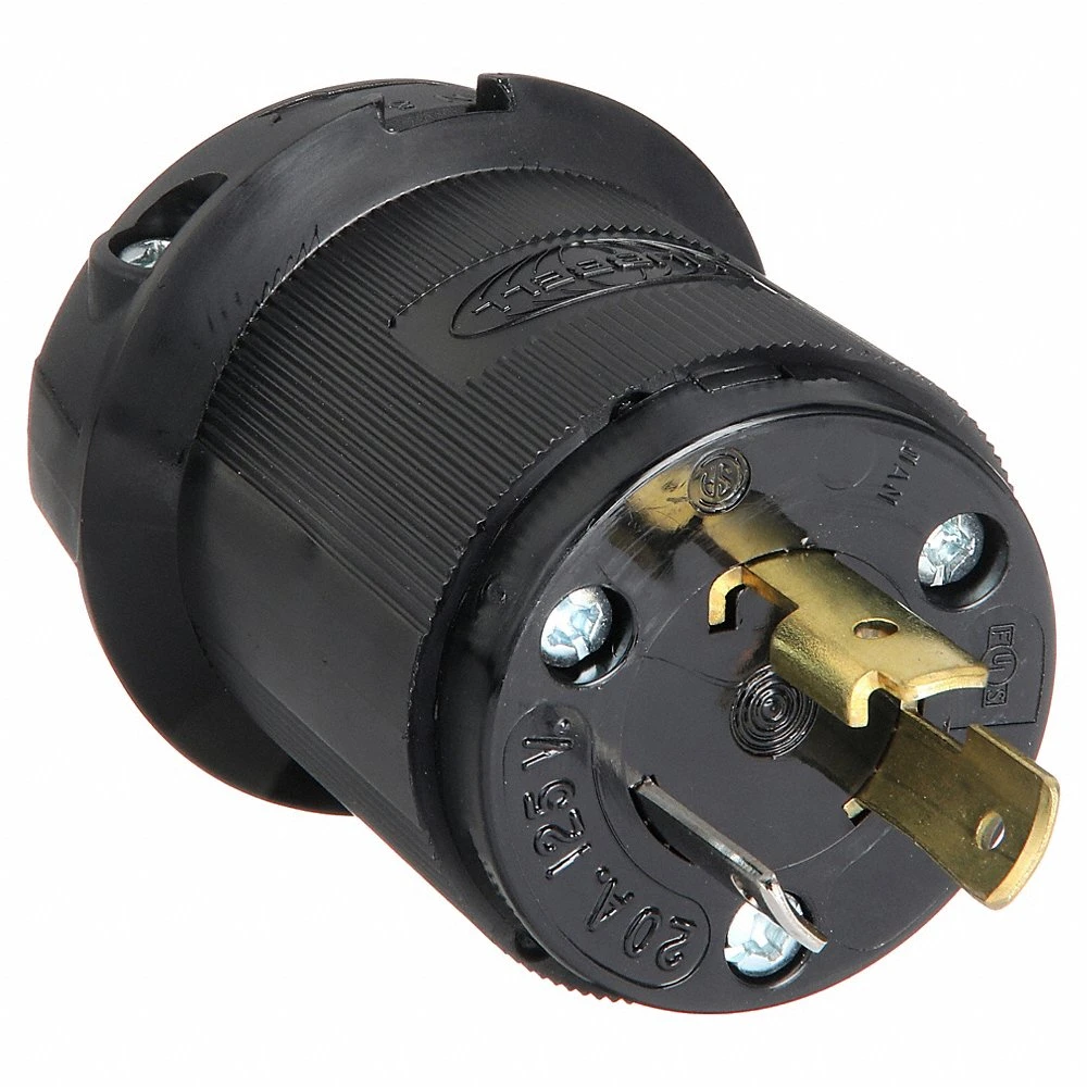 HUBBELL WIRING DEVICE-KELLEMS HBL2311BK Male Plug, 20A, 125V, 2-Pole, 3-Wire Grounding | AA9JGA 1DJJ3