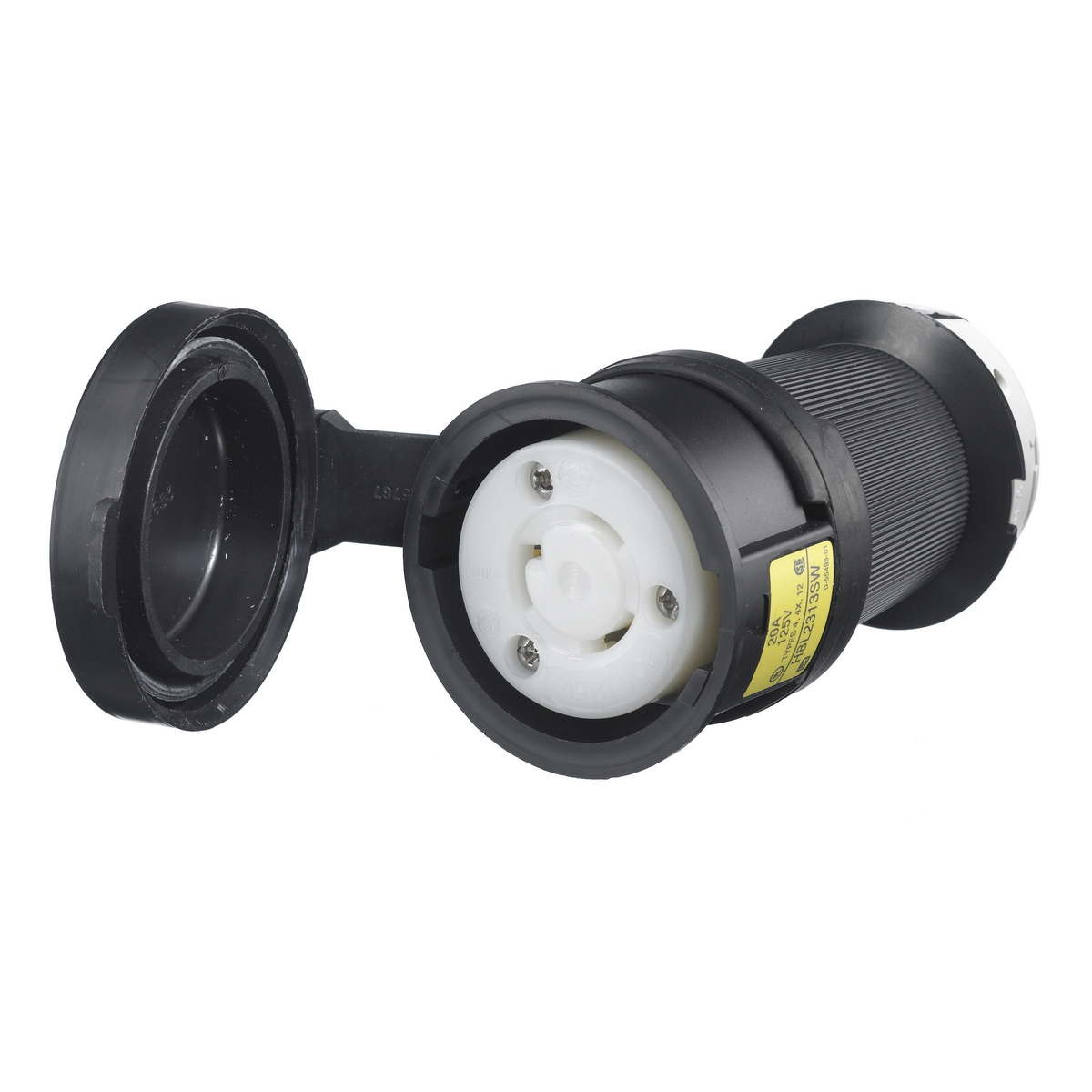 Watertight Female Connector, 20A, 125VAC, 2-Pole, 3-Wire Grounding