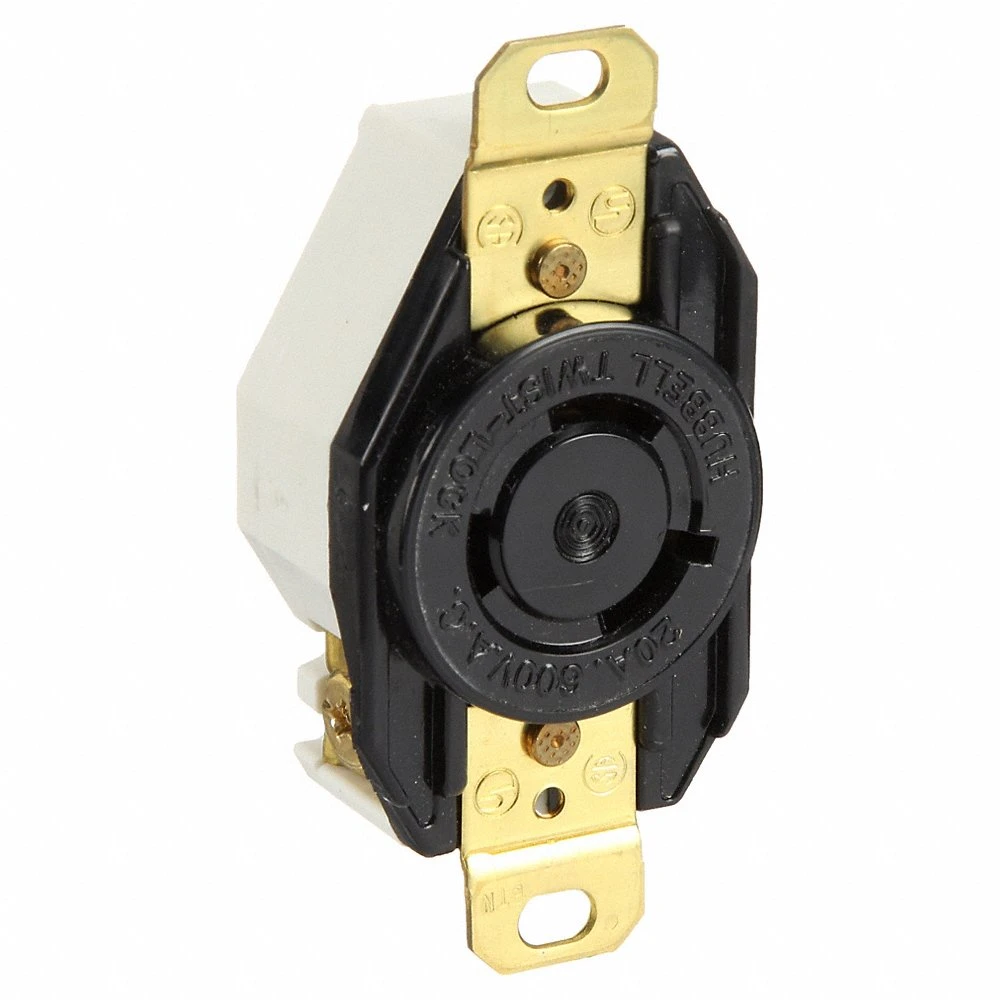 HUBBELL WIRING DEVICE-KELLEMS HBL2350 Single Flush Receptacle, 20A, 600VAC, 2-Pole, 3-Wire Grounding | AC8PWD 3D040