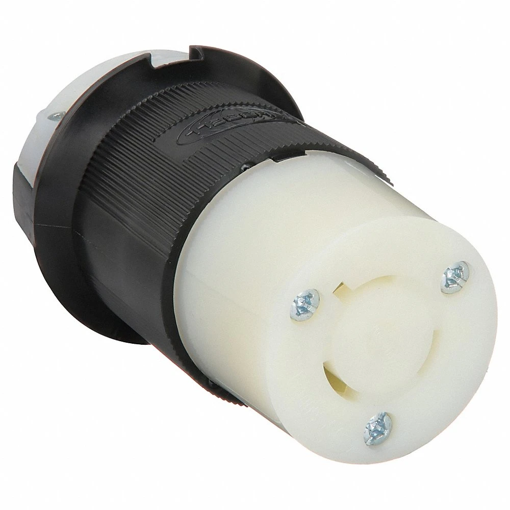 Connector, 20A, 600VAC, 2 Pole, 3 Wire Grounding, Black And White