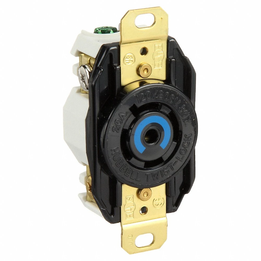 HUBBELL WIRING DEVICE-KELLEMS HBL2510 Single Flush Receptacle, 20A, 3-Phase, Wye 120/208VAC, 4-Pole, 5-Wire Grounding | AB4CWV 1X980