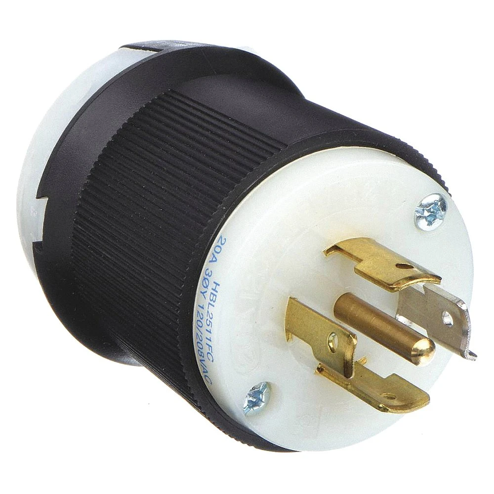 HUBBELL WIRING DEVICE-KELLEMS HBL2511FC Plug, 20A, 3 Phase, 120/208VAC, 4 Pole, 5 Wire Grounding | AA9KHP 1DNV9