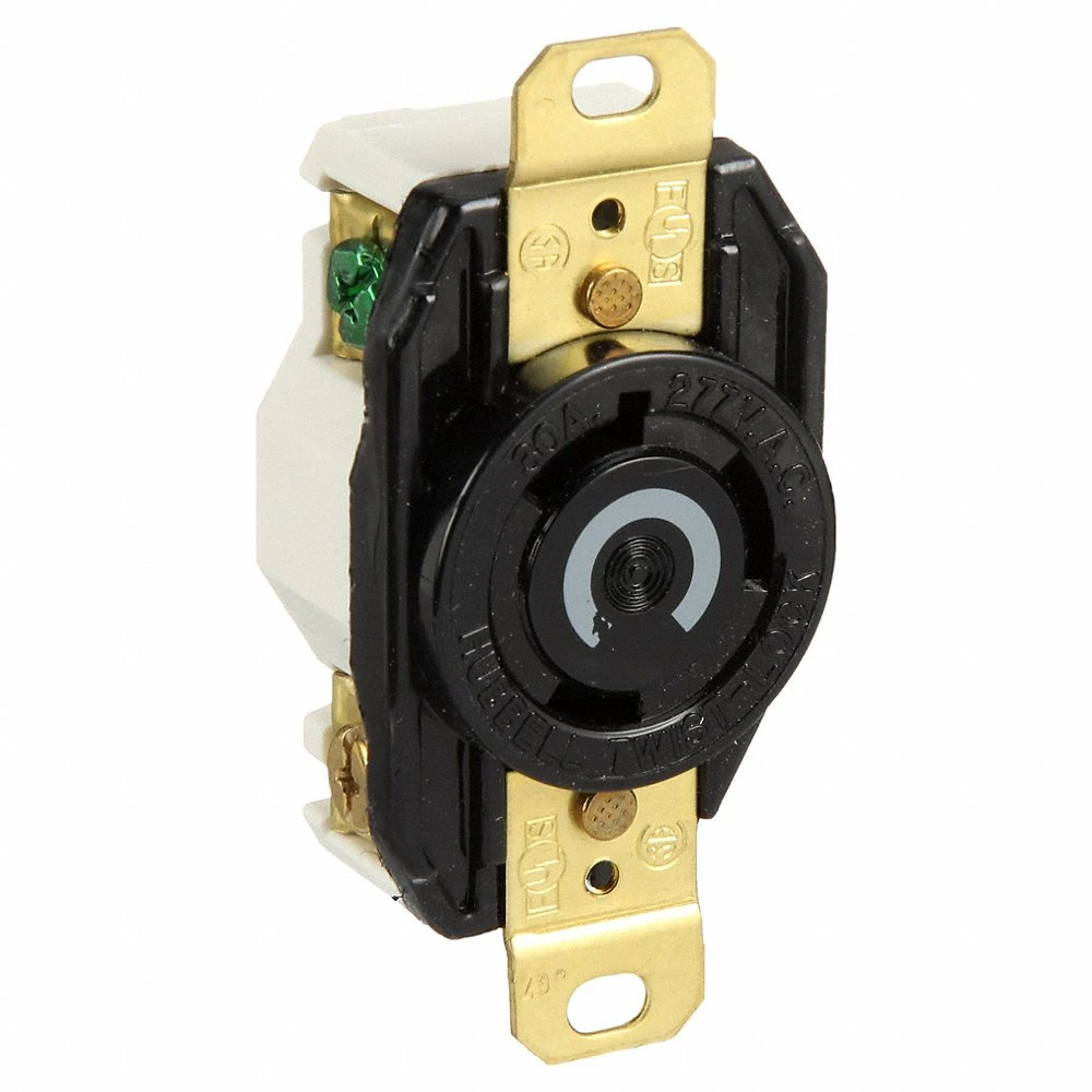 Flush Receptacle, 30A, 277VAC, 2-Pole, 3-Wire Grounding