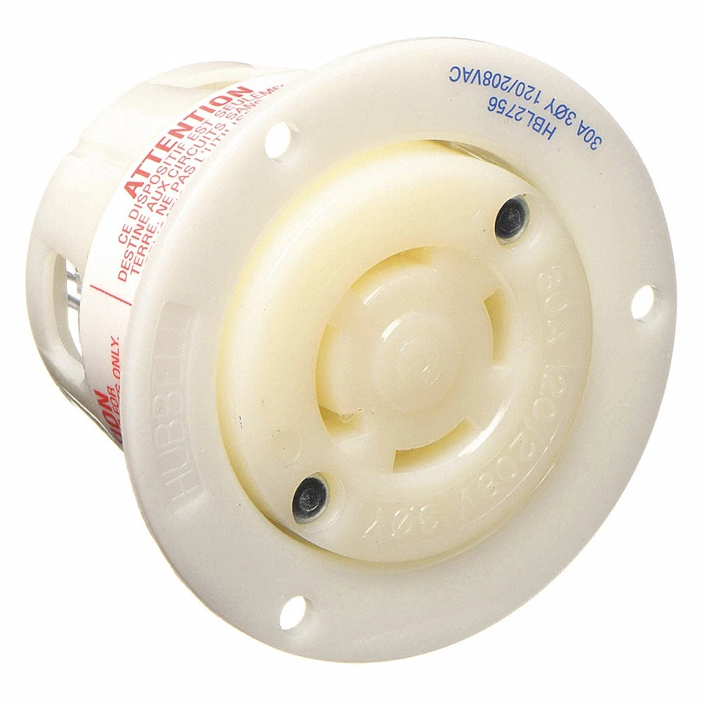 HUBBELL WIRING DEVICE-KELLEMS HBL2756 Flanged Receptacle, 30A, 3-Phase, 120/208VAC | AC8QKT 3D644
