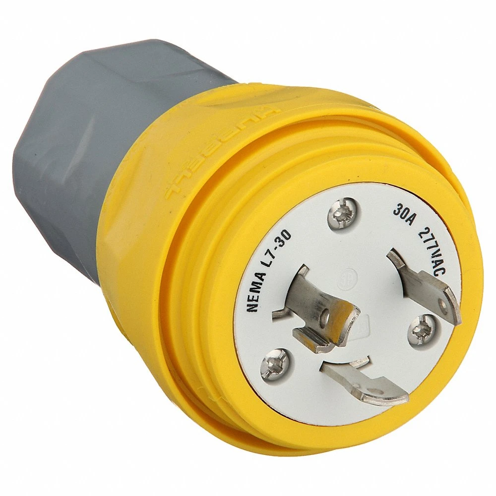 HUBBELL WIRING DEVICE-KELLEMS HBL28W49 Plug, 30A, 277VAC, 2 Pole, 3 Wire, Thermoplastic Elastomer, Yellow | AH8XMY 39AW48