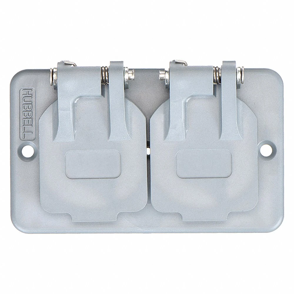 HUBBELL WIRING DEVICE-KELLEMS HBL3056 Box Cover, Duplex, With Flip Lids, Yellow | AH8ZYK 39EA01