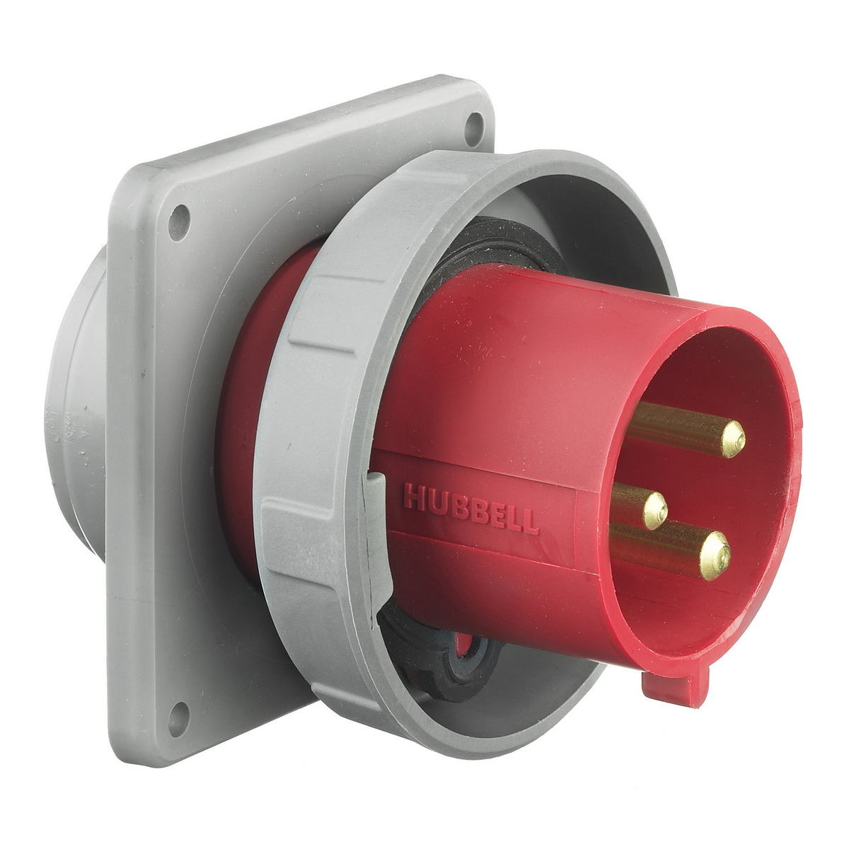 HUBBELL WIRING DEVICE-KELLEMS HBL330B7W Iec Pin And Sleeve Inlet, Male, 30 A, 480 VAC, 2 Pole, Red | AB3TNW 1VCK6