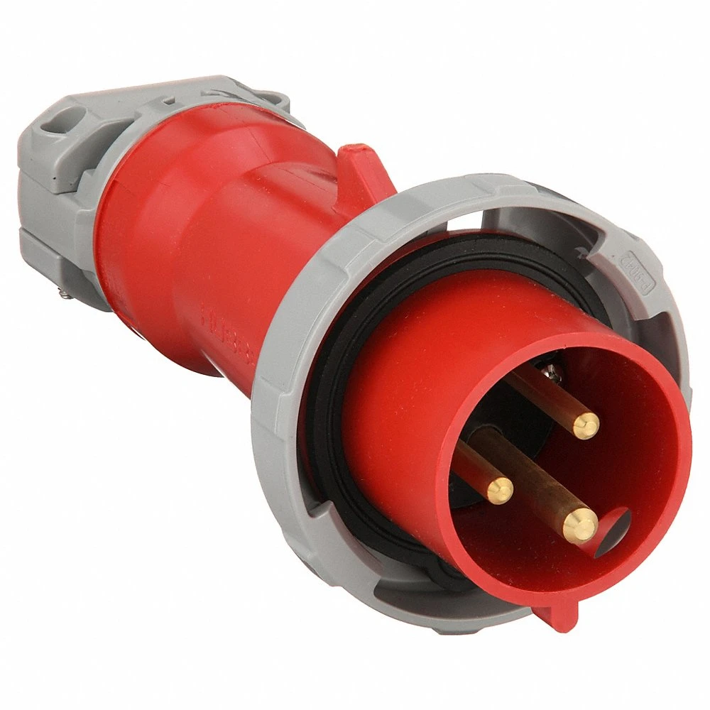 HUBBELL WIRING DEVICE-KELLEMS HBL330P7W Iec Pin And Sleeve Plug, Male, 30 A, 480 VAC, 2 Pole, Red | AB3TNY 1VCK8